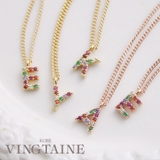 マルチカラーイニシャルネックレス キュービックジルコニア ゴールド | VINGTAINE | 詳細画像1