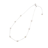シルバー | 淡水パールショートネックレス スライド式アジャスター スライドチェーン | VINGTAINE