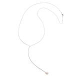 シルバー | 淡水パール&Y字チェーンネックレス ラリアット バロックパール | VINGTAINE