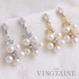 ストーン×淡水パールフラワーピアス イヤリング キュービックジルコニア | VINGTAINE | 詳細画像1 