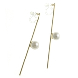 パール付きロングスティックノンホールピアス 樹脂製イヤリング シンプル | VINGTAINE | 詳細画像2 