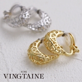 透かし模様ミニフープイヤリング シンプル ゴールド | VINGTAINE | 詳細画像1 