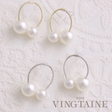 ダブルパール付きリングノンホールピアス 樹脂イヤリング 金属アレルギー | VINGTAINE | 詳細画像1