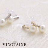 パール×バーミニノンホールピアス 樹脂イヤリング ピアスみたいなイヤリング | VINGTAINE | 詳細画像1 