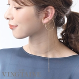 【片耳販売】3連風リング&ロングチェーンイヤーカフ（左耳用） 大ぶり イヤカフ | VINGTAINE | 詳細画像1 