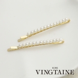 2本セットのシンプルパールヘアピン デート ヘアアクセサリーH | VINGTAINE | 詳細画像1 