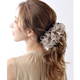 グレイッシュカーキ | ふんわりシフォンのバナナクリップ/シンプル/ヘアアクセサリー H-24 | 神戸ヴァンテーヌ