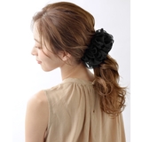 ブラック | ふんわりシフォンのバナナクリップ/シンプル/ヘアアクセサリー H-24 | 神戸ヴァンテーヌ