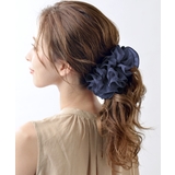 ネイビー | ふんわりシフォンのバナナクリップ/シンプル/ヘアアクセサリー H-24 | 神戸ヴァンテーヌ