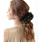 オリーブ | ふんわりシフォンのバナナクリップ/シンプル/ヘアアクセサリー H-24 | 神戸ヴァンテーヌ
