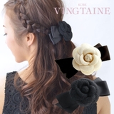 カメリアリボンバレッタ/フラワー/お花/ヘアアクセサリー H-472 | VINGTAINE | 詳細画像1 