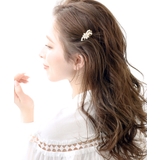 ワンカラー | エレガントフラワーミニヘアクリップ パール 花 | VINGTAINE