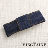 ステッチ入りスクエアデニムリボンバレッタ ヘアクリップ ヘアアクセサリー | VINGTAINE | 詳細画像1 