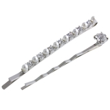 シルバー | ビジュー×パールヘアピン（2本セット）/シンプル/ヘアアクセサリー H-816 | VINGTAINE