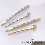 ビジュー×パールヘアピン（2本セット）/シンプル/ヘアアクセサリー H-816 | VINGTAINE | 詳細画像1 