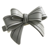 ライトグレー | ベーシックカラーリボンバレッタ/立体/ヘアアクセサリー H-847 | VINGTAINE