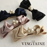 コットンパールビジュー×サテンリボンバレッタ エレガント オフィス | VINGTAINE | 詳細画像1 