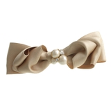 ベージュ | コットンパールビジュー×サテンリボンバレッタ エレガント オフィス | VINGTAINE