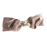 ピンク | コットンパールビジュー×サテンリボンバレッタ エレガント オフィス | VINGTAINE