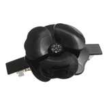 ブラック | エナメル調カメリアバレッタ フラワー 立体 | VINGTAINE