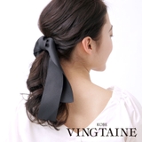 アシンメトリーロングサテンリボンヘアクリップ シンプル くちばしクリップ | VINGTAINE | 詳細画像1