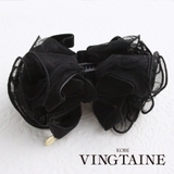 チュールレース×ベルベットリボンバナナクリップ エレガント ブラック | VINGTAINE | 詳細画像1 