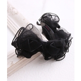 チュールレース×ベルベットリボンバナナクリップ エレガント ブラック | VINGTAINE | 詳細画像7 