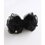 チュールレース×ベルベットリボンバナナクリップ エレガント ブラック | VINGTAINE | 詳細画像8 