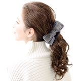 グレー | フリル&times;ベルベットリボンバナナクリップ ヘアクリップ ヘアアクセ | VINGTAINE