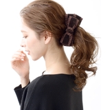 ブラウン | フリル&times;ベルベットリボンバナナクリップ ヘアクリップ ヘアアクセ | VINGTAINE