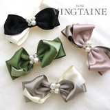 パールビジュー付きリボンバレッタ ツートーン 上品 | VINGTAINE | 詳細画像1