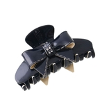 ネイビー | エナメル調ステッチリボンバンスクリップ 上品 光沢 | VINGTAINE