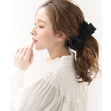 ワンカラー | ニット風ブラックリボンバナナクリップ ヘアアクセサリー 大人っぽい | VINGTAINE