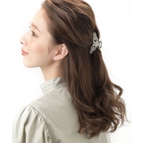 シルバー | ホワイトフラワーバンスクリップ シンプル ヘアアクセサリー | 神戸ヴァンテーヌ