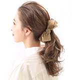 ベージュ | バナナクリップ リボン ストライプ | VINGTAINE