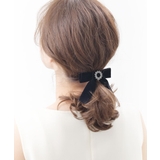 ブラック | バレッタ リボン ビジュー | VINGTAINE