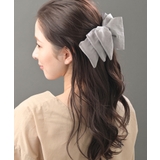 グレー | フリルバレッタ 大きめリボンバレッタ ヘアアクセ | VINGTAINE