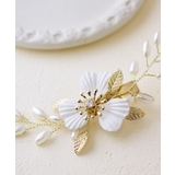 フラワーヘアクリップ パール調ビーズ ゴールドリーフ | VINGTAINE | 詳細画像4 