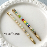 【NEW】カラフルビーズヘアピン ヘアアクセサリー ゴールド | VINGTAINE | 詳細画像1 