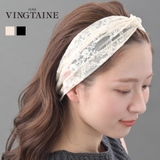 レースヘアバンド クロス ワイド | VINGTAINE | 詳細画像1