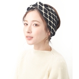 ブラック | ニットクロスターバンヘアバンド モノトーン カジュアル | VINGTAINE