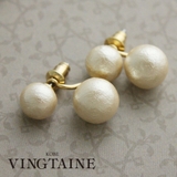セパレートコットンパールピアス バックキャッチピアス ダブル | VINGTAINE | 詳細画像1 