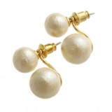 セパレートコットンパールピアス バックキャッチピアス ダブル | VINGTAINE | 詳細画像2 