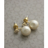 キュービックジルコニア×コットンパールダブルピアス バックキャッチピアス | VINGTAINE | 詳細画像9 