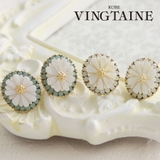 シェルフラワー×ラインストーンピアス/イヤリング/ビジュー P1199 | VINGTAINE | 詳細画像1 