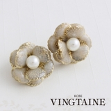 クラシカルフラワー×パールピアス/イヤリング/アンティーク調 P1200 | VINGTAINE | 詳細画像1