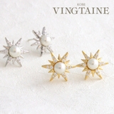 パール×クリスタルピアス イヤリング キュービックジルコニア | VINGTAINE | 詳細画像1