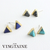天然石トライアングルピアス ターコイズ ラピスラズリ | VINGTAINE | 詳細画像1 