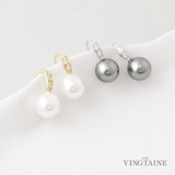 クリスタルパールフックピアス（8mm） シンプル キュービックジルコニア | VINGTAINE | 詳細画像1 