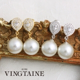 ビジュー×パールピアス イヤリング ガラスパール | VINGTAINE | 詳細画像1 